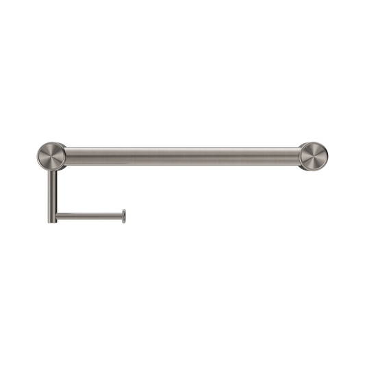 Mecca Care 32mm Grab Rail With Toilet Roll Holder 450mm Brushed Nickel