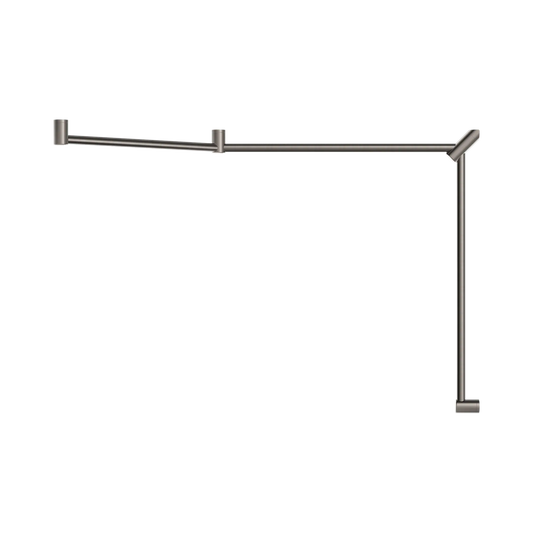Mecca Care 32mm DDA Accessible Toilet Grab Rail Set 45 Degree Continuous 750X965X1025mm Brushed Nickel