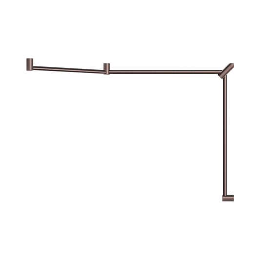 Mecca Care 32mm DDA Accessible Toilet Grab Rail Set 45 Degree Continuous 750X965X1025mm Brushed Bronze