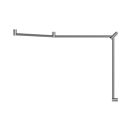 Mecca Care 32mm DDA Accessible Toilet Grab Rail Set 45 Degree Continuous 750X965X1025mm Chrome