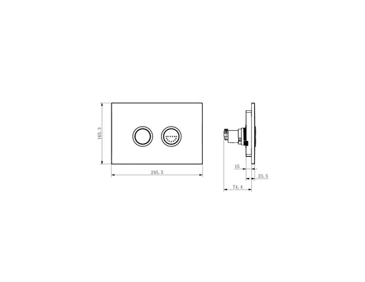 Mecca Care Raised Disabled Care Pneumatic Flush Buttons Plate DDA Accessible Toilet Compliant Chrome