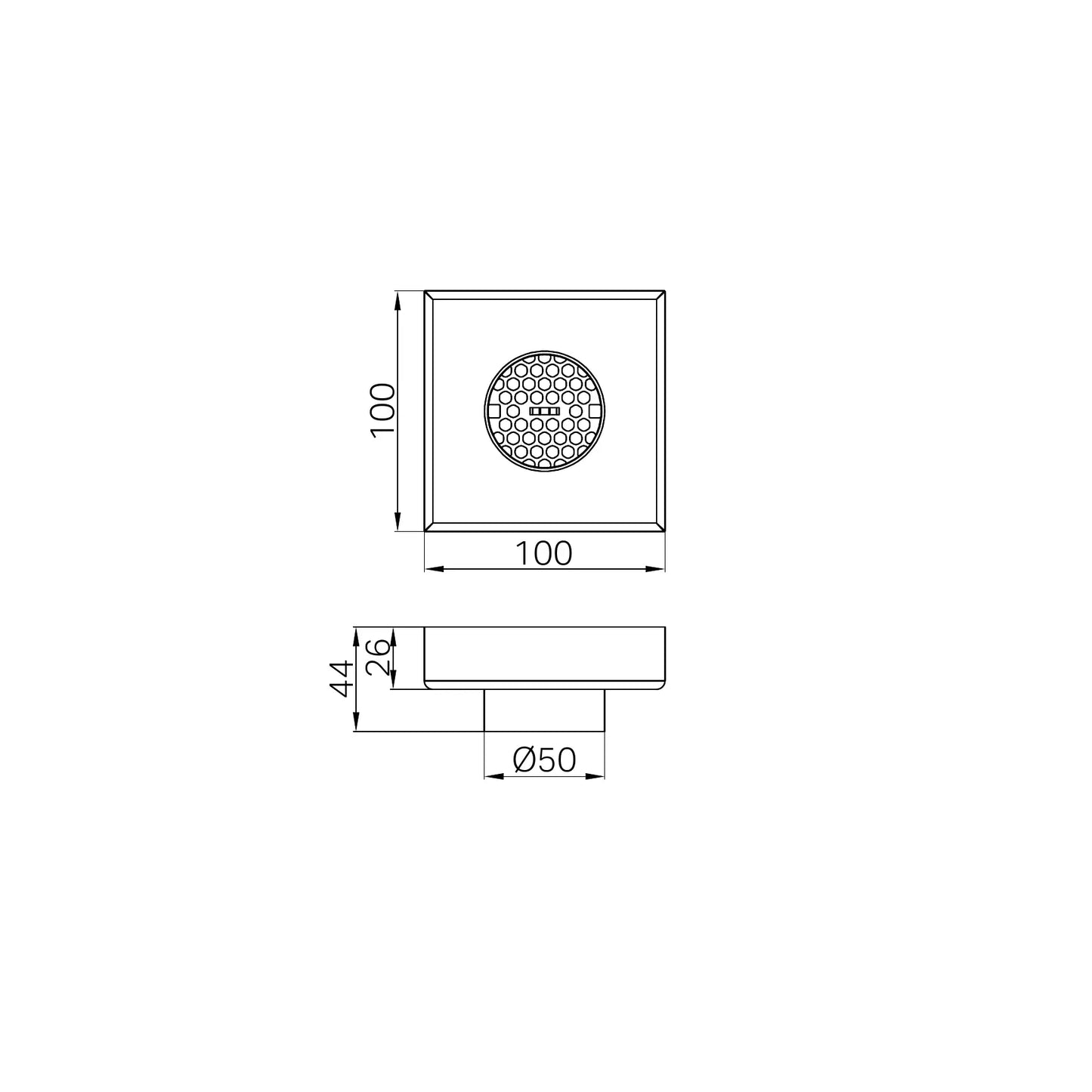 100mm Square Tile Insert Floor Waste 50mm Outlet Brushed Nickel