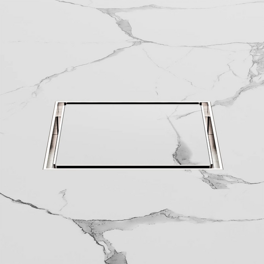 130mm Square Tile Insert Floor Waste 100mm Outlet Brushed Nickel