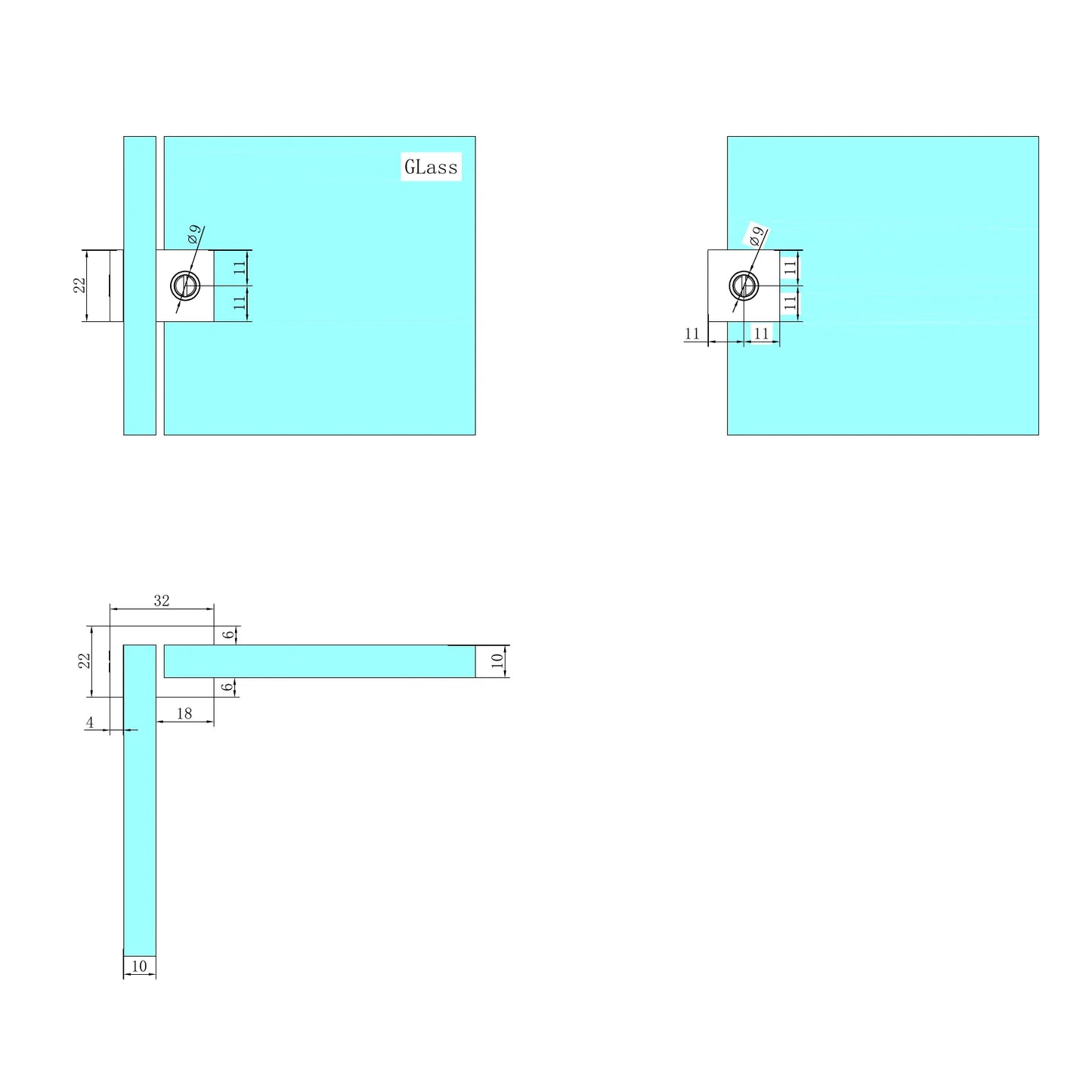 Over-Panel Glass To Glass Fitting 10mm Glass Brushed Bronze