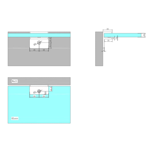 Shower F Bracket 10mm Glass Gun Metal