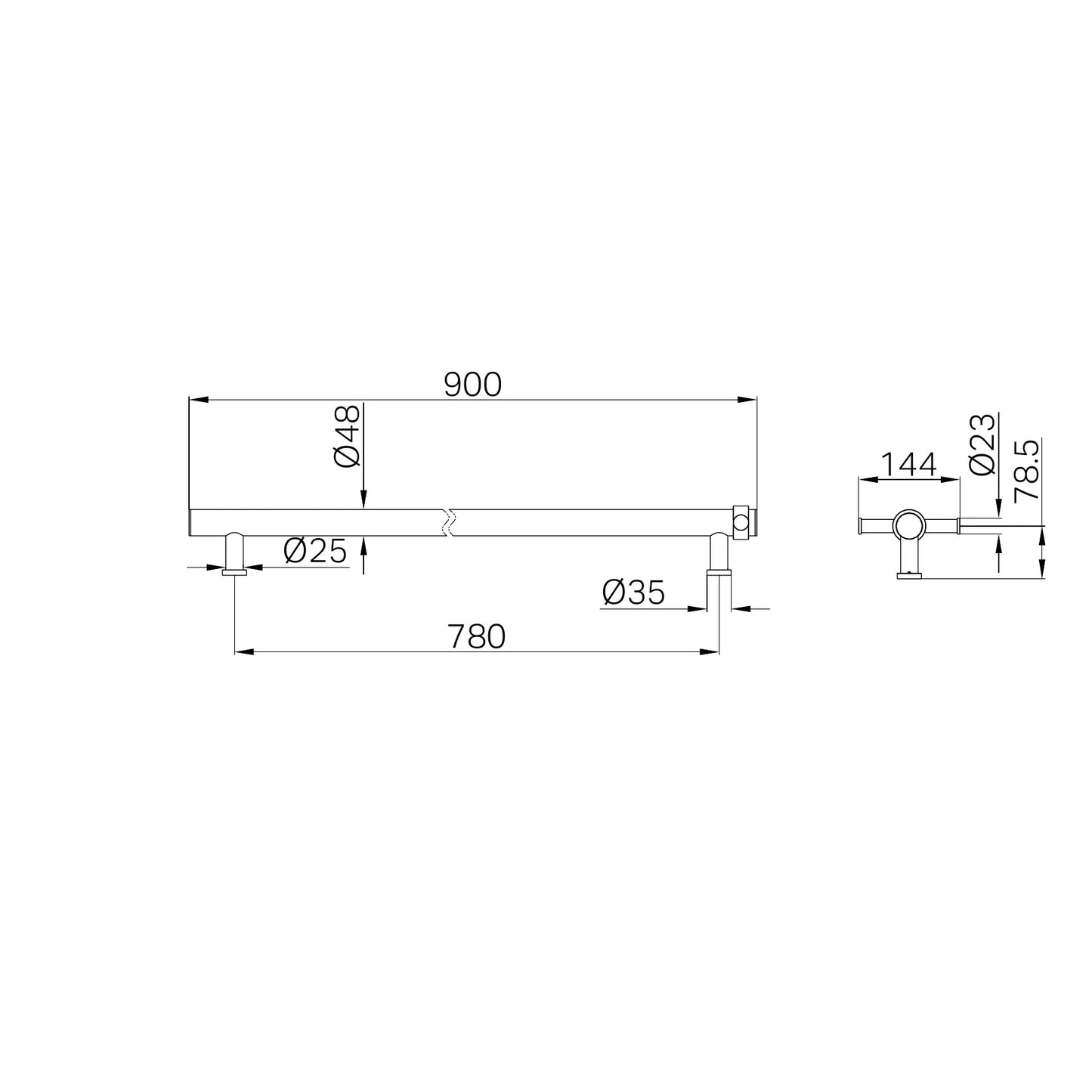 Non-Heated Vertical Towel Rail 900mm Graphite