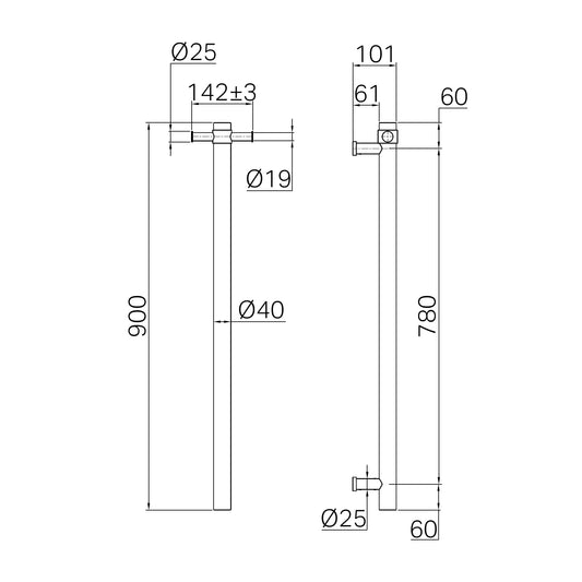 Mecca 240V Single Vertical Heated Towel Rail Gun Metal