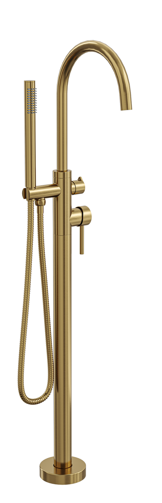 Nure Freestanding Bath Filler with Hand Shower - Brushed Brass