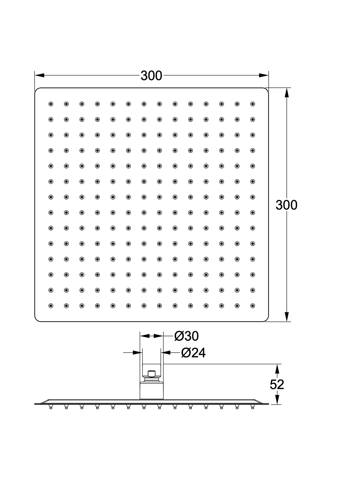 Ocean 300mm Square Shower Head - Chrome