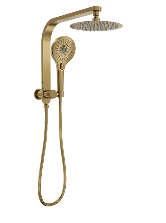 Oceanjet Short Shower Combination with 200mm Round Head - Brushed Brass
