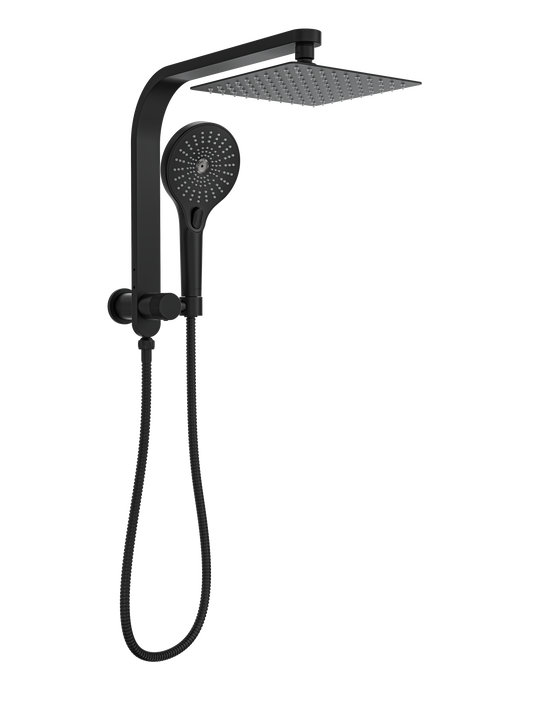 Oceanjet Short Shower Combination with 200mm Square Head - Matte Black