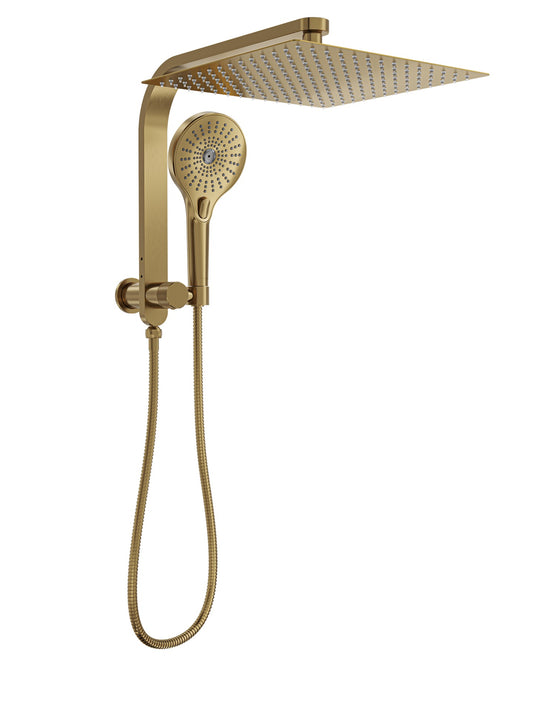 Oceanjet Short Shower Combination with 300mm Square Head - Brushed Brass