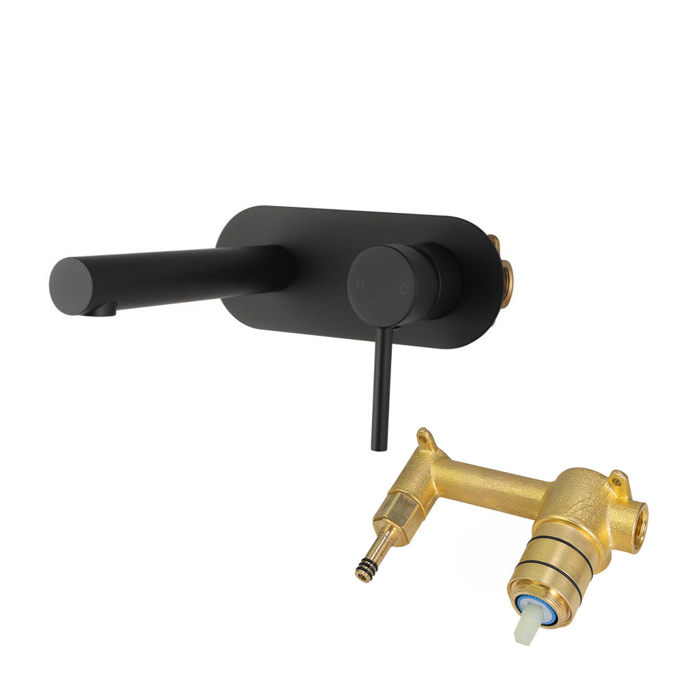 LUCID PIN Series Black Wall Mixer With Spout(color up)(extension part)