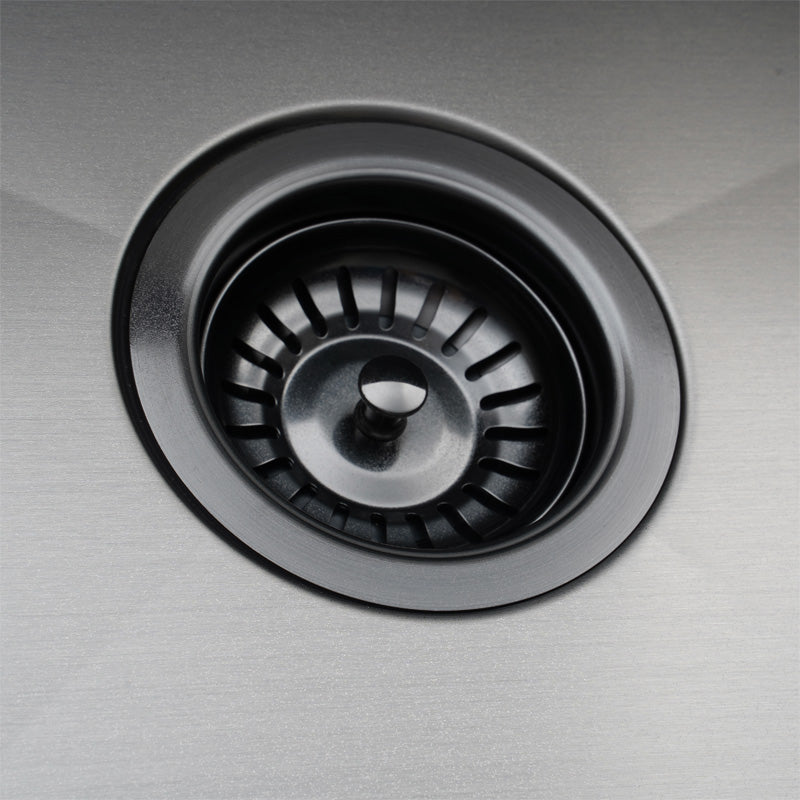 Round Corner Dark Grey Stainless Steel Handmade Single Bowl Kitchen Sink 580*440*230mm(with dark grey waste)