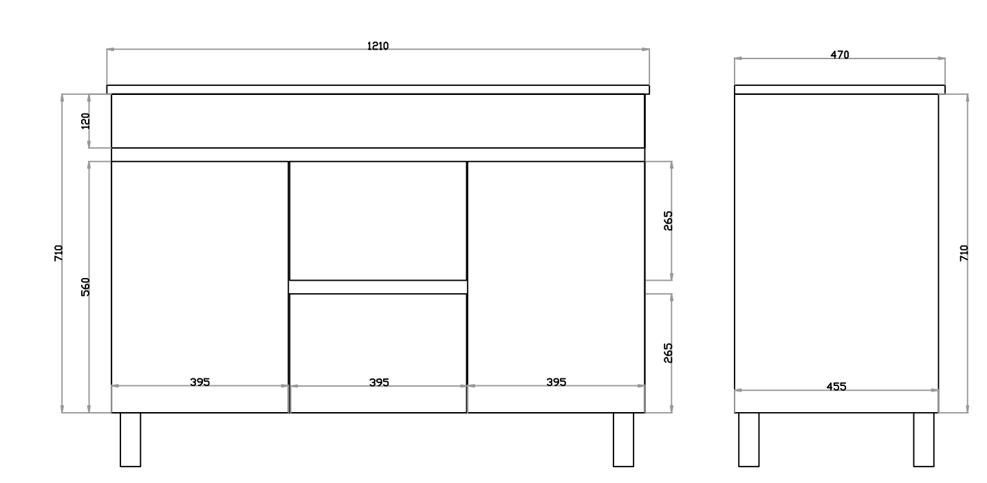 1200mm Polar Floor Vanity PVC - Cabinet Only - Double Bowl - Gloss White