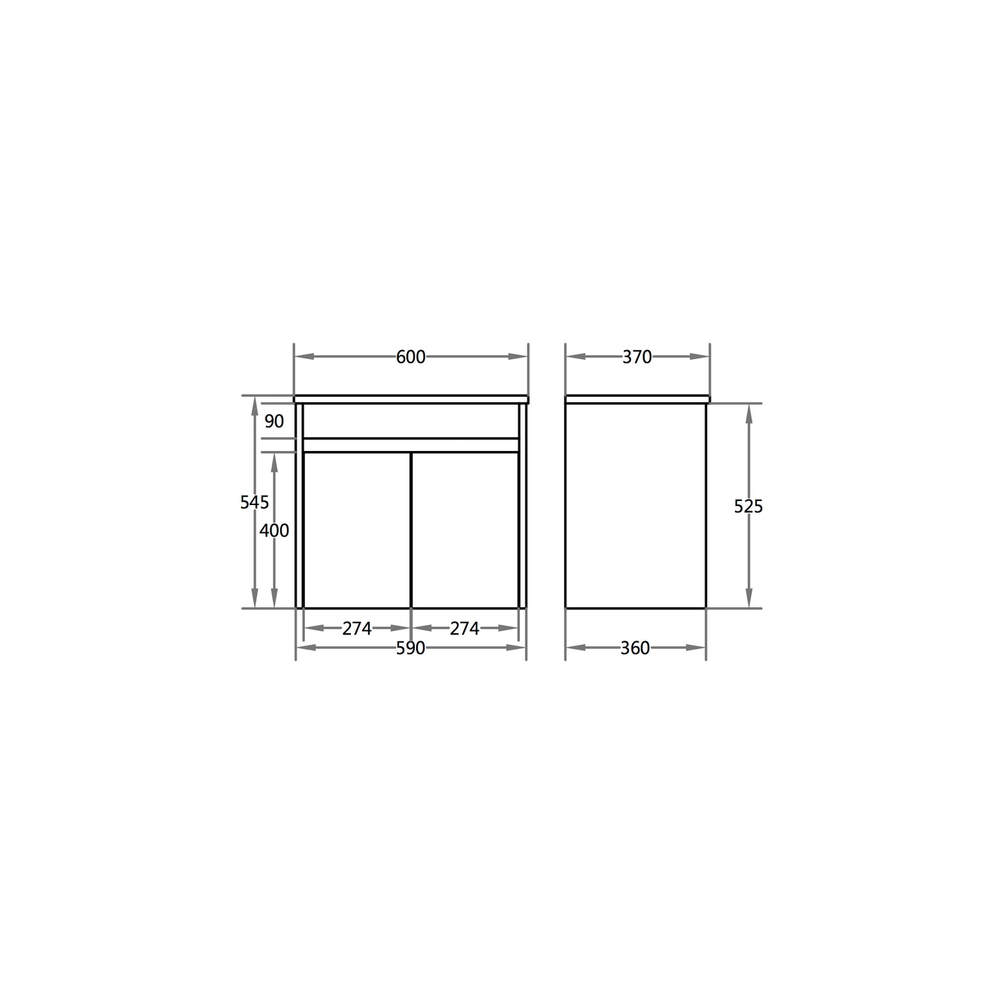 600mm Polar Slim Wall Hung Vanity PVC - Cabinet Only - Gloss White