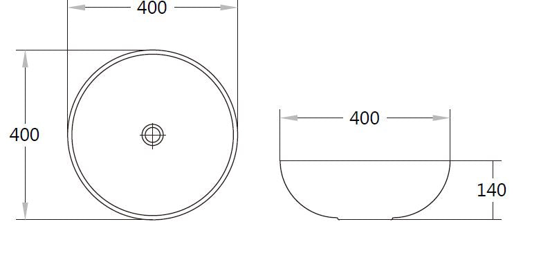 400mmx400mm Above Counter Basin - Matte Grey