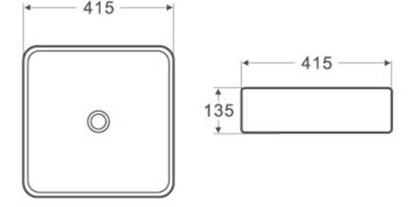 415mmx415mm Above Counter Basin - Gloss White