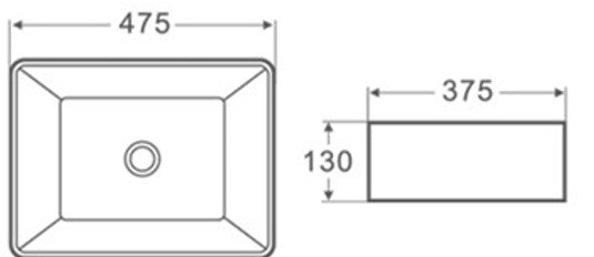 480mmx375mm Above Counter Basin - Gloss White