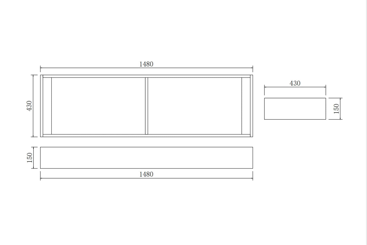 1500mm Vanity Kickboard Only - Gloss White