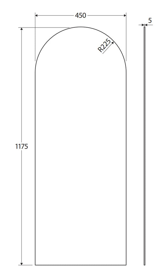 Arch Mirror, 450 x 1175mm AS1428.1:2021 Accessible Compliance