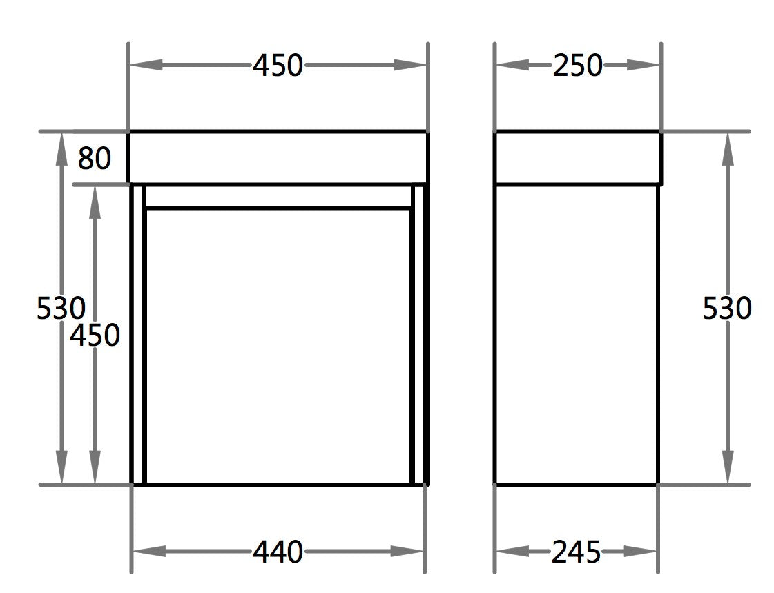 450mm Polar Mini Wall Hung Vanity PVC - Cabinet Only - Left Hinge - Gloss White