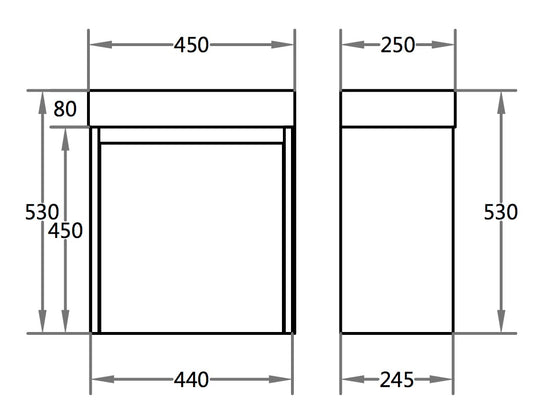 450mm Polar Mini Wall Hung Vanity PVC - Cabinet Only - Right Hinge - Gloss White