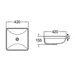 430mmx430mm Insert Basin - Gloss White