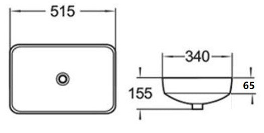 515mmx360mm Insert Basin - Gloss White