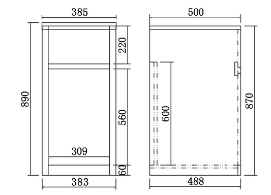 390mm 30L Stainless Steel Laundry Tub with PVC Cabinet - Gloss White