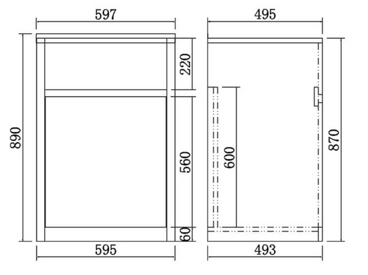 597mm 45L Stainless Steel Laundry Tub with PVC Cabinet - Matte Black