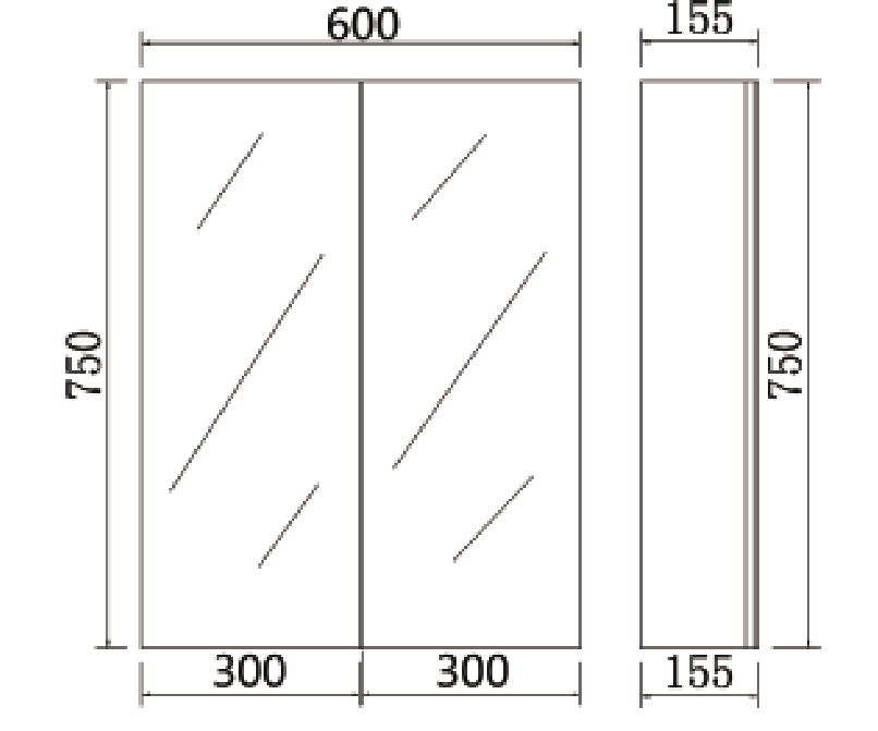 600mmx750mm PVC Shaving Cabinet - Gloss White