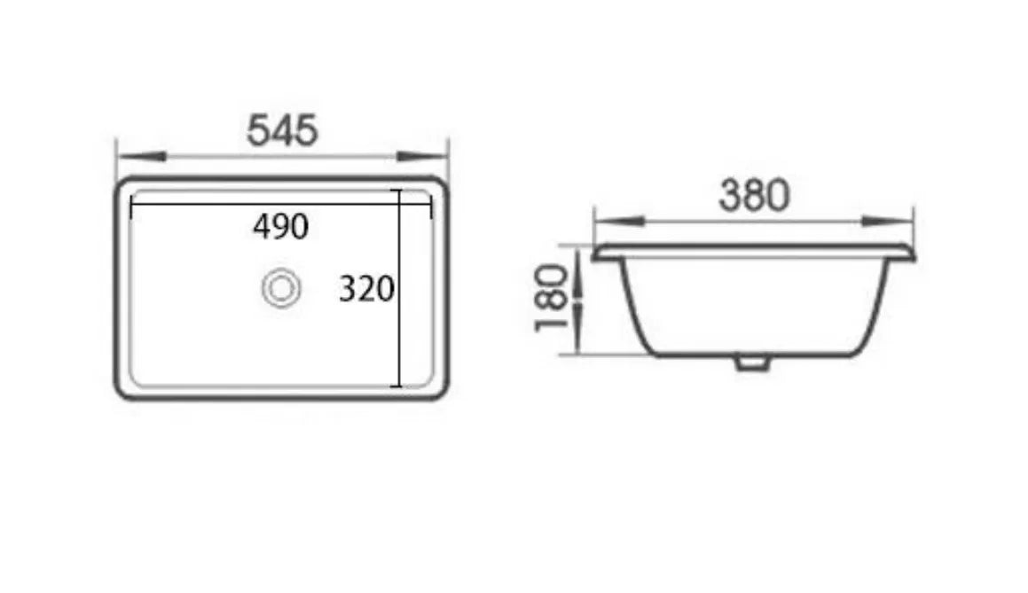 565mmx380mm Under Counter Basin - Gloss White