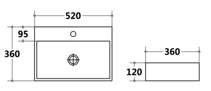 535mmx370mm Above Counter Basin - Gloss White