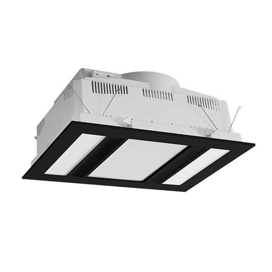 Phoenix 1000w Halogen 3 in 1 Bathroom Heater & High Extraction Exhaust Fan with 2 Tricolour LED Light Panels - Black