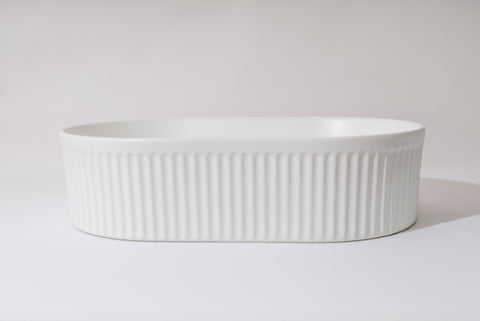490*310*130mm Matte White with Fluted Design Above Counter Basin