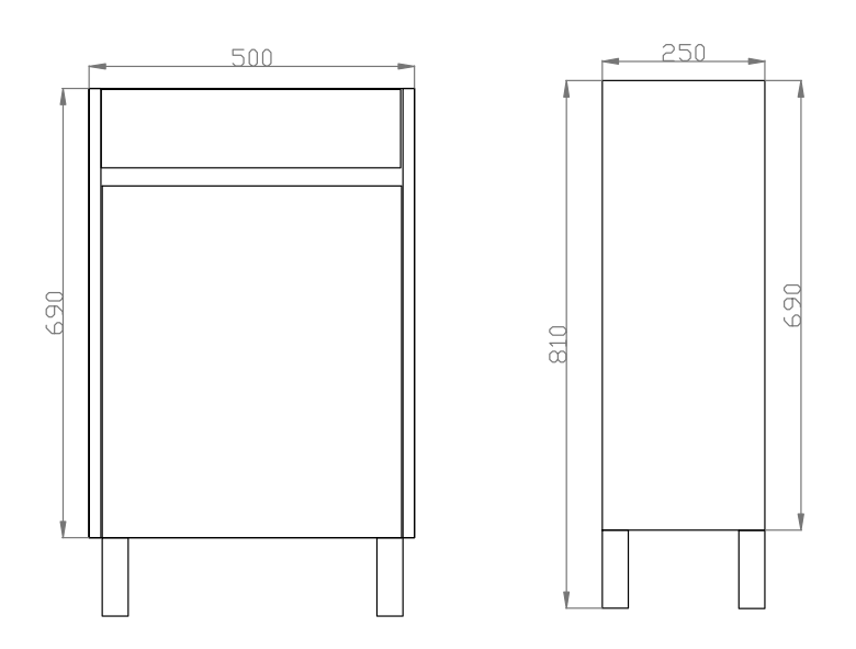 500mm White PVC Floor Ensuite Vanity with Top