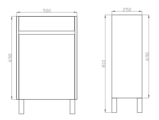 500mm White PVC Floor Ensuite Vanity with Top