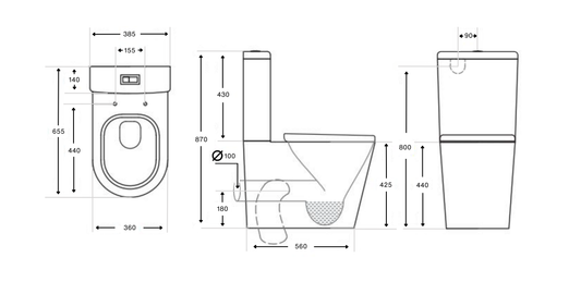 Quay S2 Back to Wall Rimless Toilet Suite - Matte Black