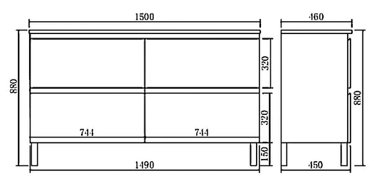 1500mm Revive Floor Vanity PVC - Cabinet Only - Single Bowl - Matte White