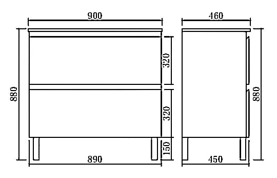 900mm Revive Floor Vanity PVC - Cabinet Only - Matte White
