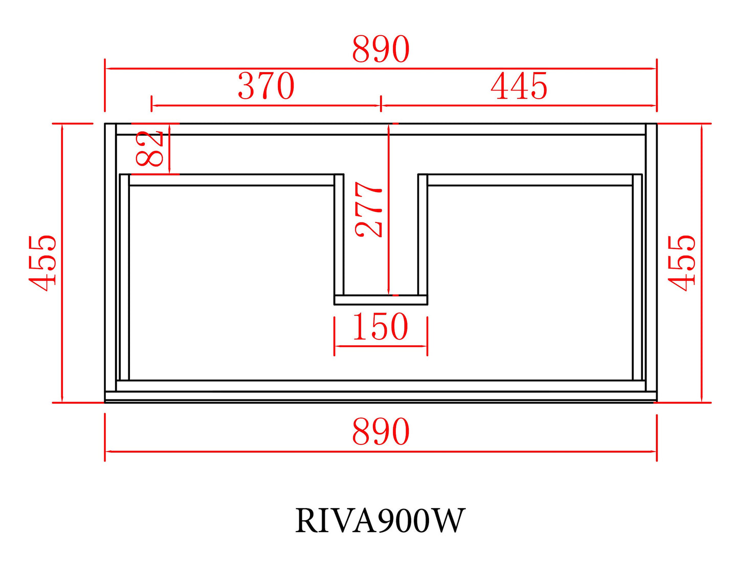 900mm Riva Wall Hung Vanity PVC Cabinet Only - Gloss White