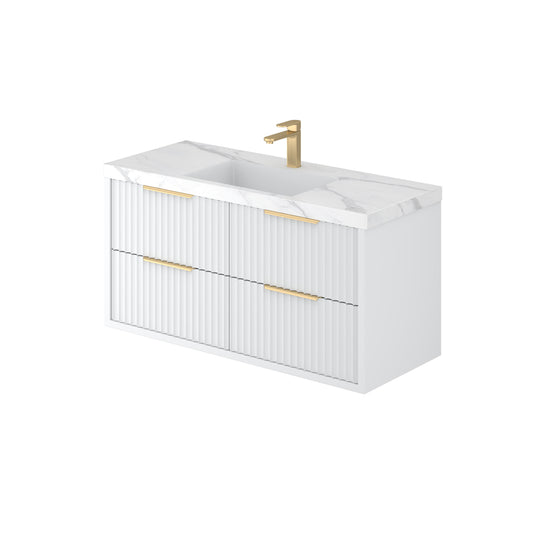 1500mm Rome Wall Hung Vanity PVC - Cabinet Only - Single Bowl - Matte White