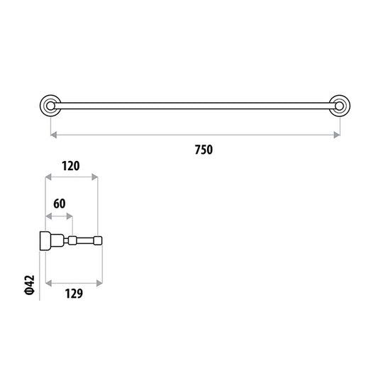 Renovator 750mm Double Towel Rail - Chrome