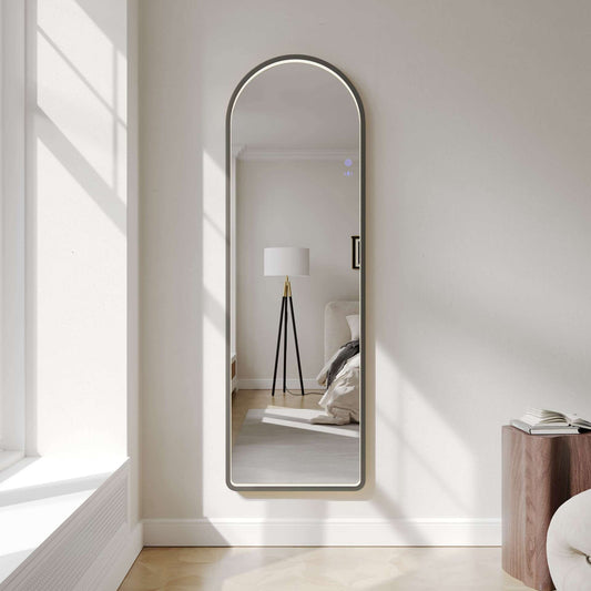Saga 500×1600mm Freestanding LED Arch Mirror - Gun Metal | SA-50160A-GM