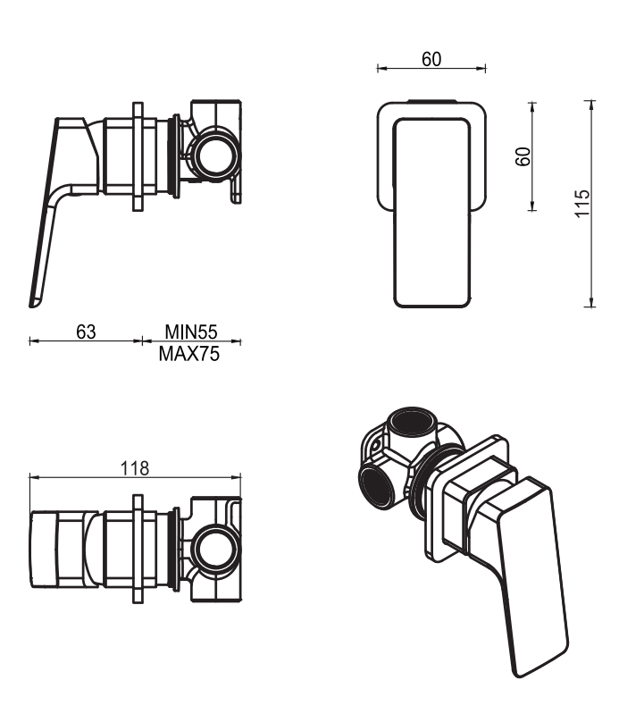 Tiago Shower Mixer - SP- TRIM KIT - French Gold