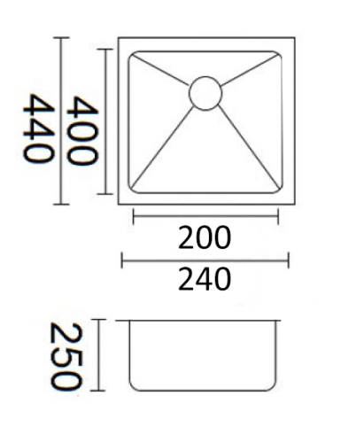 Luminare Sink 240 x 440mm - Stainless
