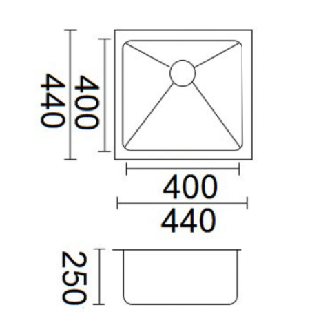 Luminare Sink 440 x 440mm - Stainless