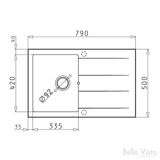 Euro Kitchen Sink 790x500mm Drainer - GRAPHITE CARBON