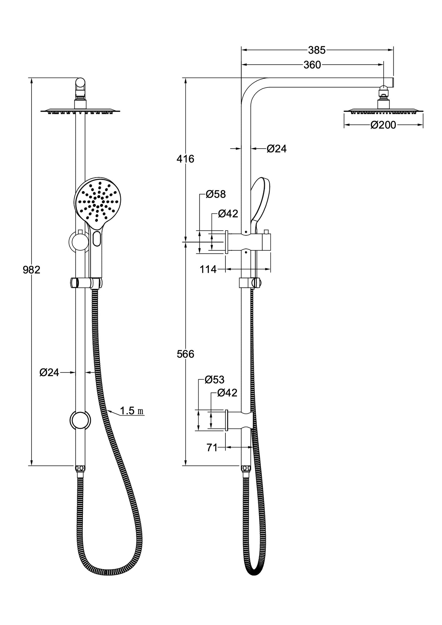 Souljet Shower Combination with 200mm Head - Gunmetal